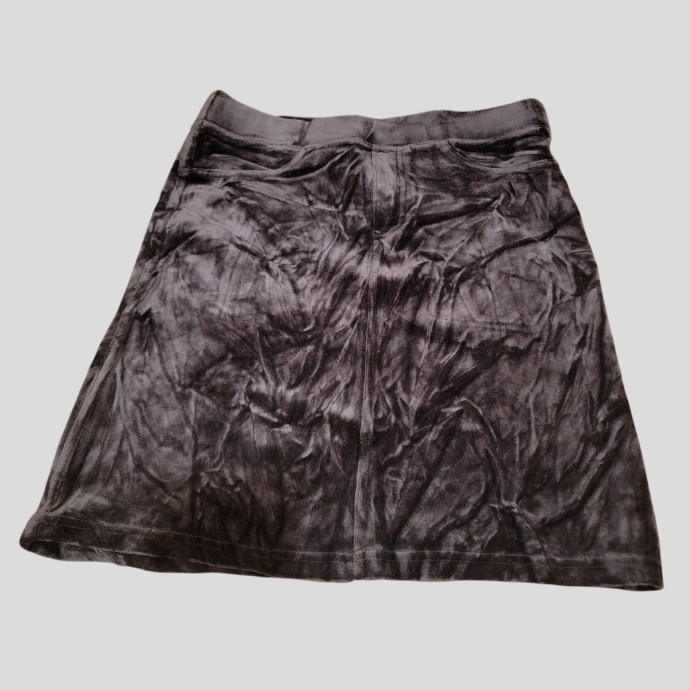 NEW Hue Women Black Cotton Crushed Velvet Mini Skirt Size XS (0-2) T46